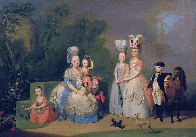 unknow artist Portrait of Carolina Wilhelmina of Orange (1743-1787) and her children. France oil painting art